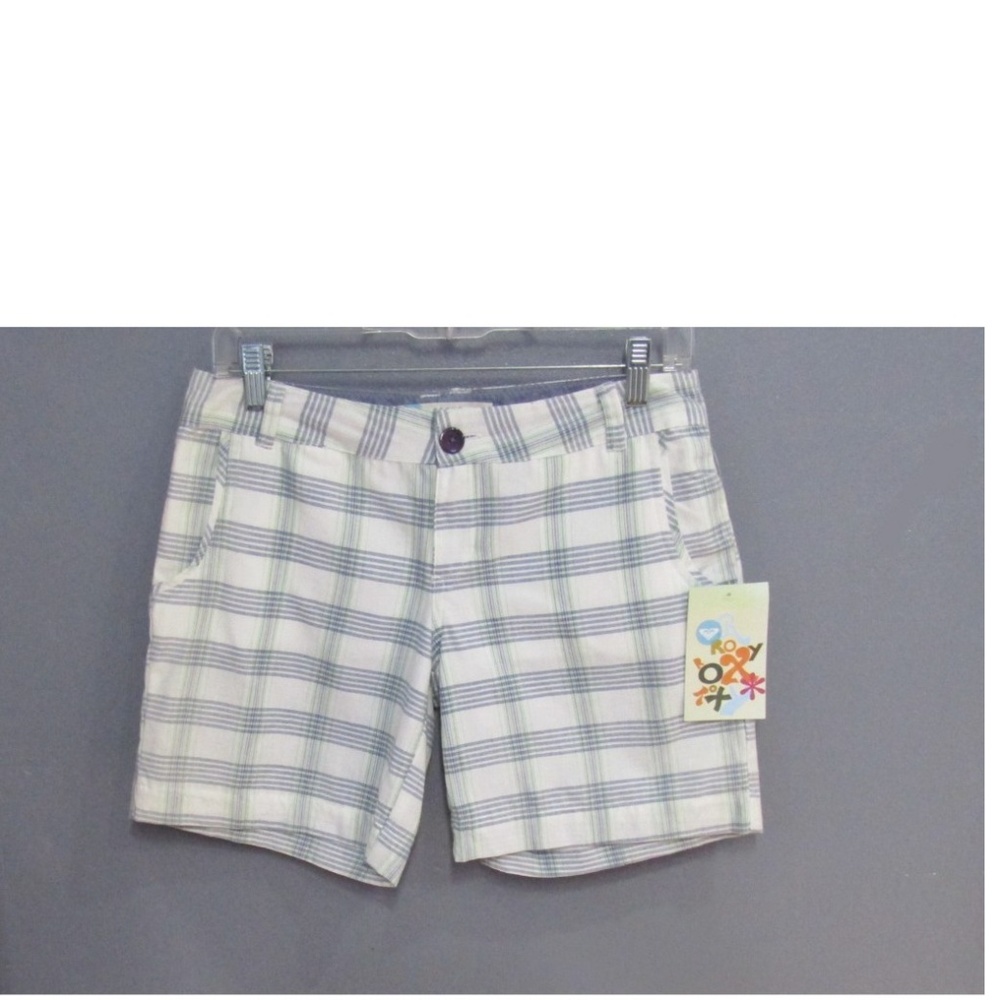 NEW Roxy Blue Green Plaid Shorts Size 3
